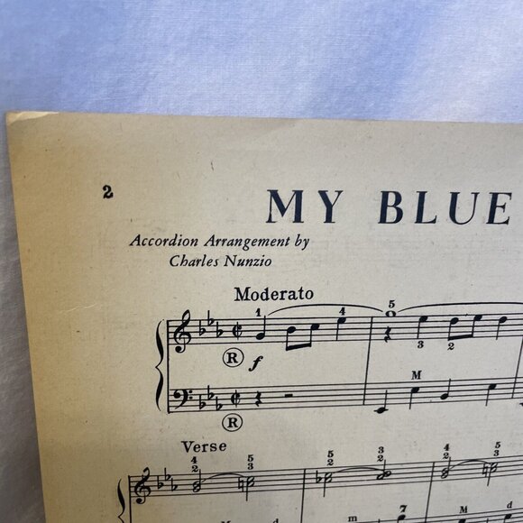 My Blue Heaven Simplified Accordion Sheet Music Whiting Donaldson 1947 Leo Feist - Picture 5 of 7